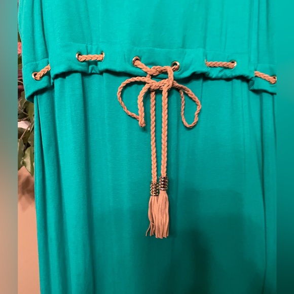 🩵 CHICO’S FOR YOU! TEAL SLEEVELESS DRESS HIGH BELTED WAIST MAXI  SZ:3 (16-18) - Picture 8 of 11